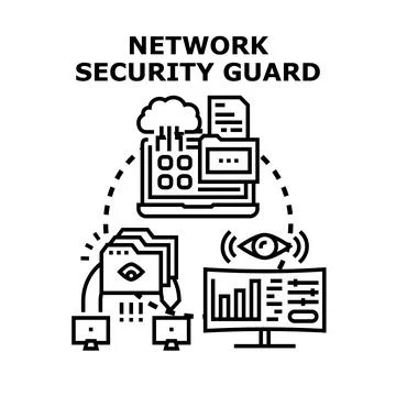 Network security guard concept protecting digital information system Stock Illustration