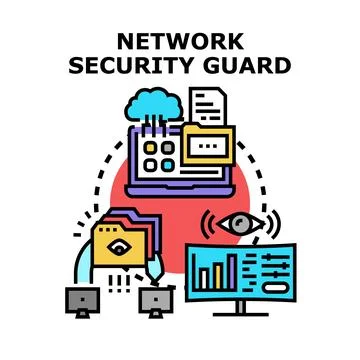 Network security guard concept protecting digital information system Stock Illustration