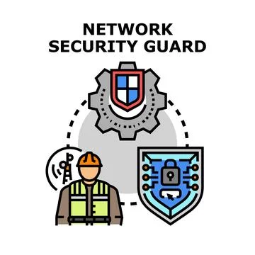 Network security guard protecting digital data system イラスト素材