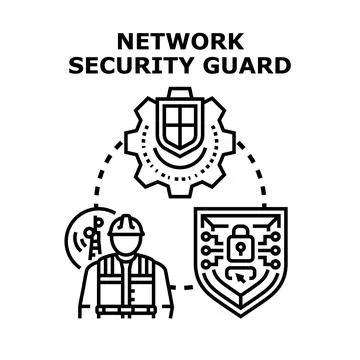 Network security guard protecting digital data system Stock Illustration