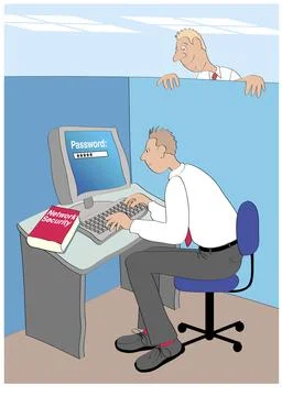 Network Security Guy Linda Braucht (20th C. American) Computer Graphics 스톡 일러스트