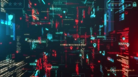 Network Security Hacking Ransomware Alert Malware Threat Data Protection Stock Footage 286106635