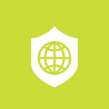 Network security icon with shield and globe Stock Illustration