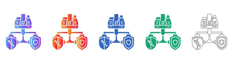 Network Security Infrastructure and Shield Diagram Icons Stock Illustration