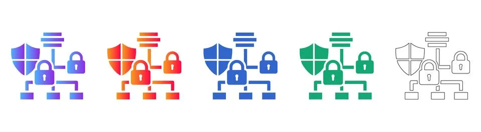 Network Security Infrastructure Icons Set イラスト素材