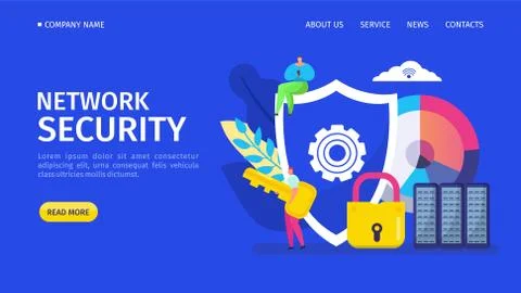 Network security landing vector illustration. Program detecting computer viruses イラスト素材