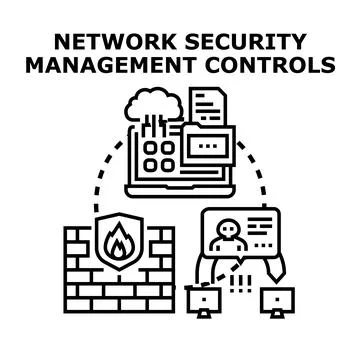 Network security management controlling digital information protection Stock Illustration