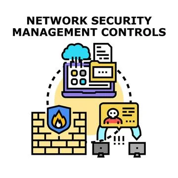 Network security management controlling digital information protection Stock Illustration