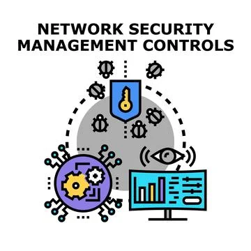 Network security management controlling online threats Stock Illustration