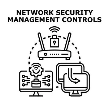 Network security management controlling protecting data access Stock Illustration