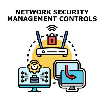 Network security management controlling protecting data access Stock Illustration