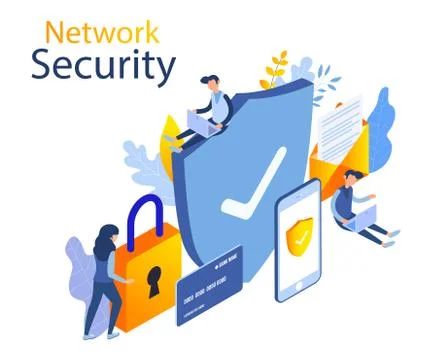 Network security modern isometric design Illustrazione stock