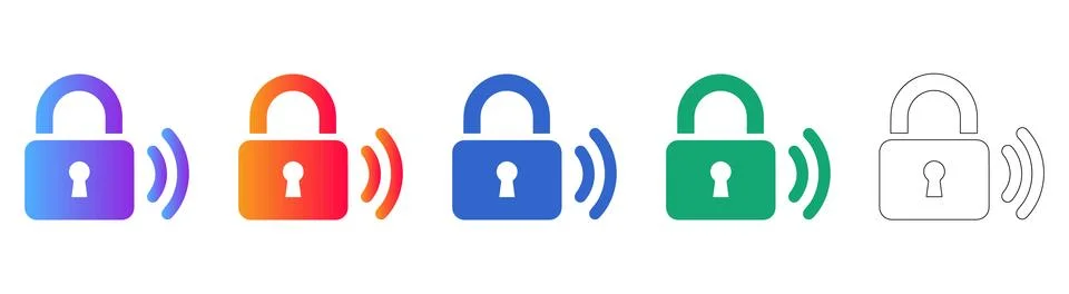 Network Security Padlock Icon Collection Stock Illustration