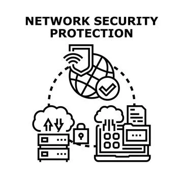 Network security protecting global cloud data computing 스톡 일러스트
