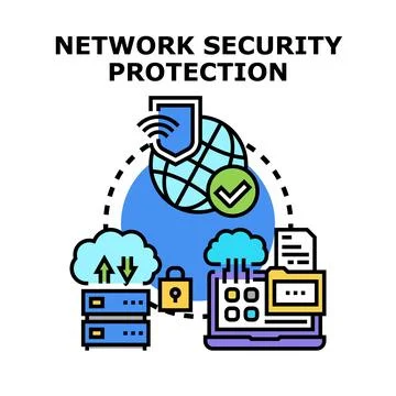 Network security protecting global cloud data computing Illustrazione stock