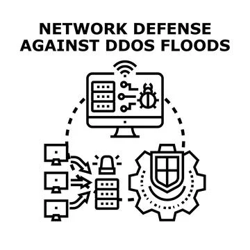 Network security protecting server from ddos flood attack Stock Illustration