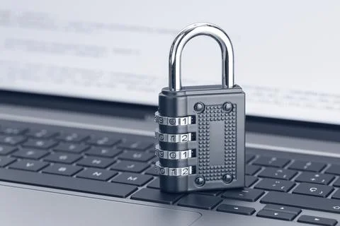 Network Security protection concept. Cyber attack protection. Closed padlock on Stockfoto's