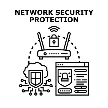 Network security protection for digital data defense Stock Illustration