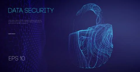 Network security protection lock. Information technology cyber security. IT Stock Illustration