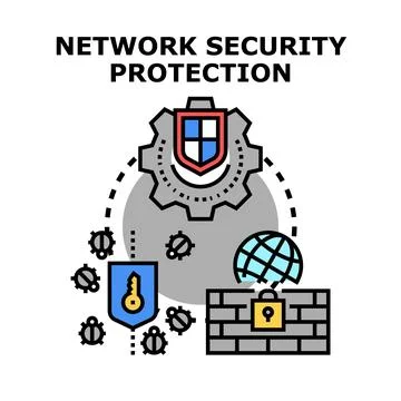 Network security protection system preventing digital threats Stock Illustration