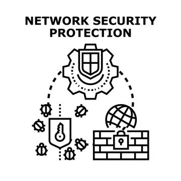 Network security protection system preventing digital threats Stock Illustration