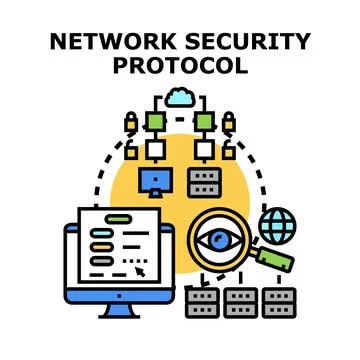 Network security protocol protecting cloud data exchange Stock Illustration