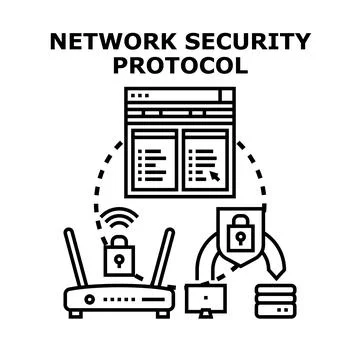 Network security protocol protecting data and online privacy Stockillustratie