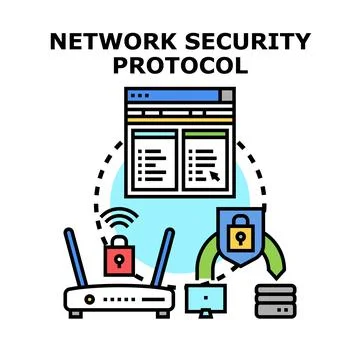 Network security protocol protecting data and online privacy Stock Illustration