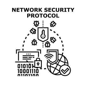 Network security protocol protecting digital data privacy Stockillustratie