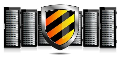 Network Security - Servers and Shield Protection Stock Illustration