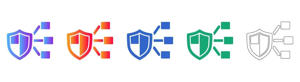 Network Security Shield Icon Set Stock Illustration