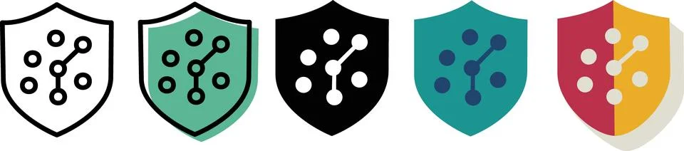 Network security shield icon set collection Stock Illustration