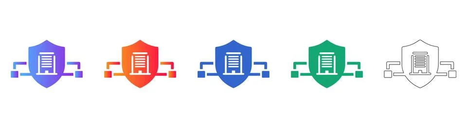 Network Security Shield Icons for Corporate IT Infrastructure イラスト素材