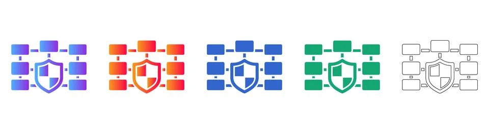 Network Security Shield Icons for IT Infrastructure Stock Illustration