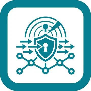 Network security shield with incoming threats and outgoing signals. Stock Illustration