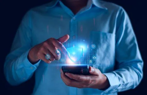 Network security system. Personal Data information on Tablet. Information and Stock Photos