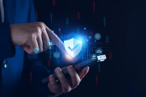 Network security system. Personal Data information on Tablet. Information and Stock Photos