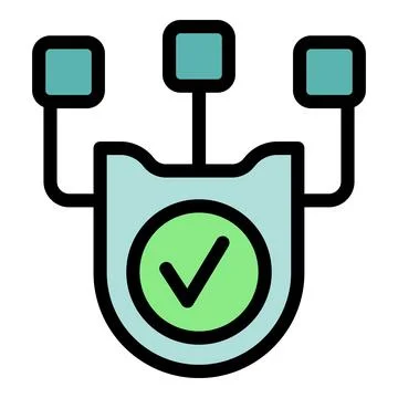 Network security system showing approved access with check mark icon Stock Illustration