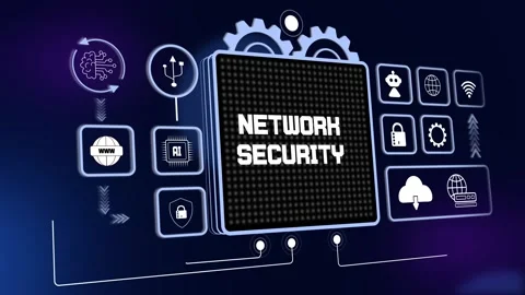 Network Security Technology, Cyber Threat Protection, Digital Safety Systems Video stock 330350227
