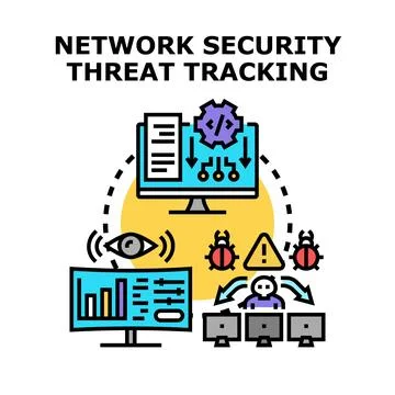 Network security threat tracking analyzing digital vulnerabilities 스톡 일러스트