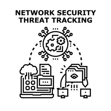 Network security threat tracking protecting digital data 库存插图