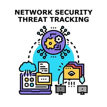 Network security threat tracking protecting digital data Stock Illustration