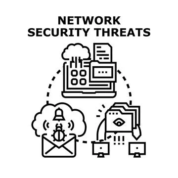 Network security threats concept protecting digital data Stock Illustration