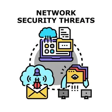 Network security threats concept protecting digital data Stock Illustration