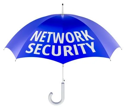 Network Security Umbrella, Protection Concept. 3D rendering Illustrazione stock