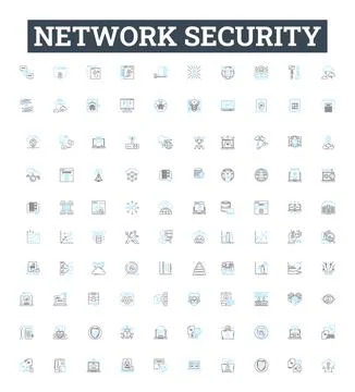 Network security vector line icons set. Network, Security, Cyber, Intrusion Stock Illustration
