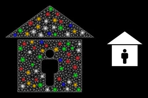 Network Self Isolation Constellation Icon with Colored Glare Spots Stock Illustration