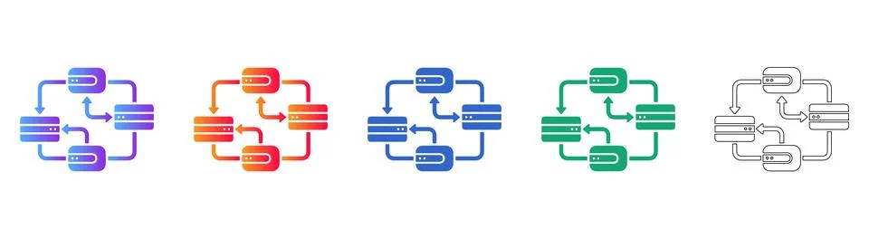 Network Server and Data Connectivity Icons Stock Illustration