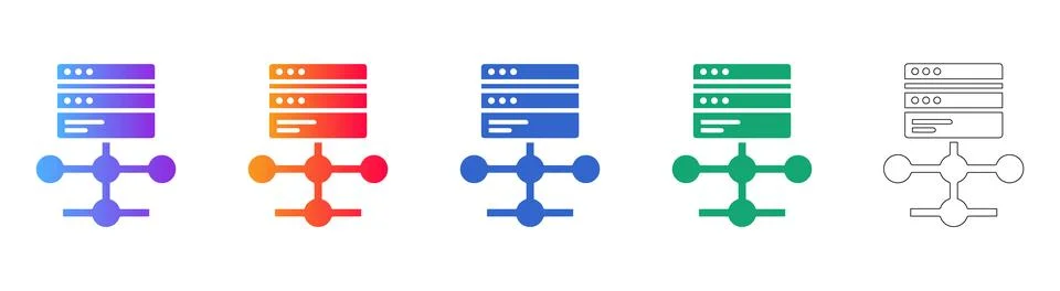 Network Server and Database Connectivity Icons 스톡 일러스트