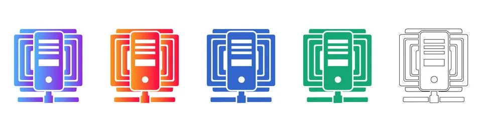 Network Server and Infrastructure Icons Set イラスト素材